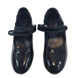 Danskin Freesytle Tap Shoes, Girls 2, Black Patent Leather,Hook & Loop Strap,EUC
